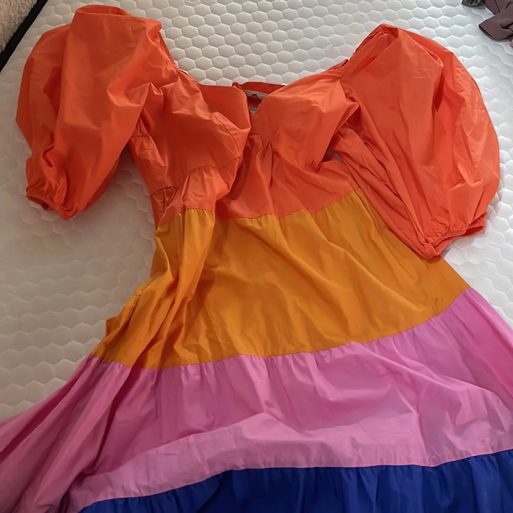 Farm for Anthropologie tiered dress with puff sleeves - Picture 2 of 4